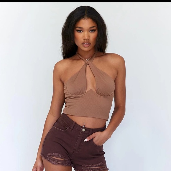 Princess Polly Brown Halter Top - Picture 2 of 3